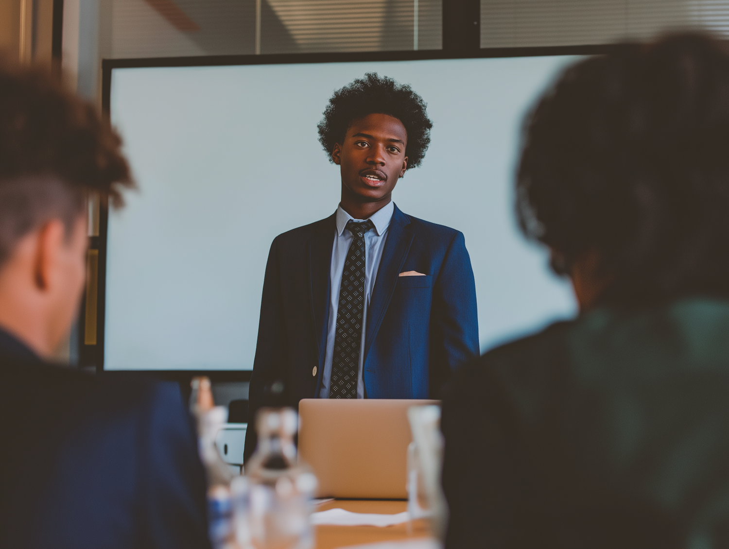 A sales professional confidently explains the benefits of a sustainable product, showcasing the blend of sales expertise and environmental passion required in the field.