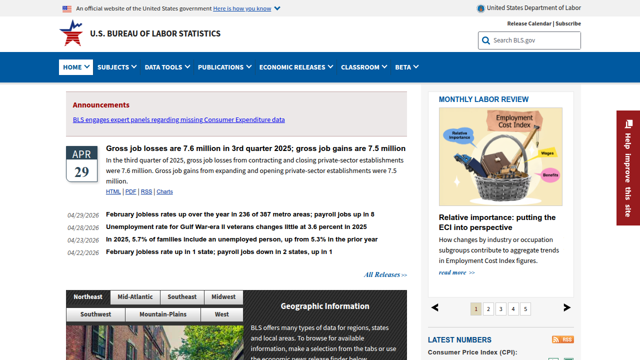 The U.S. Bureau of Labor Statistics website provides data and projections on employment growth, including sectors related to environmental goods and services.