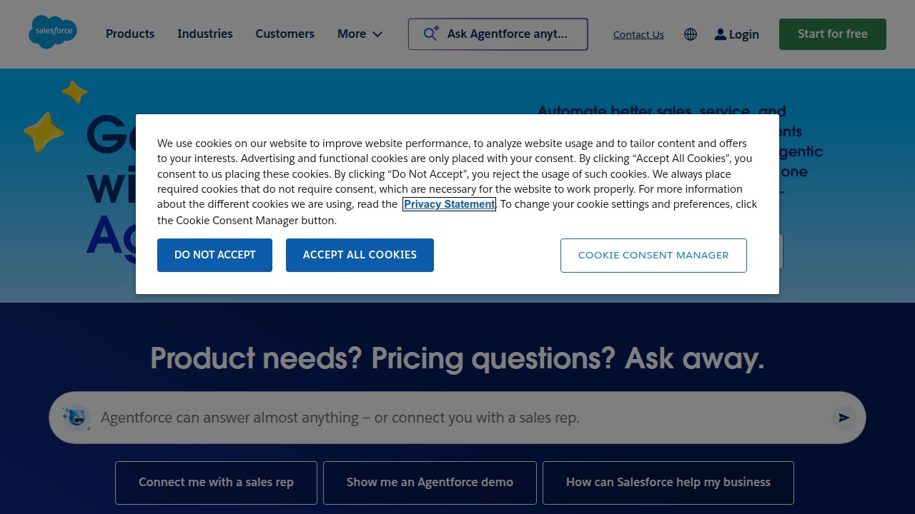 The official website for Salesforce, highlighting its role as a leading cloud-based CRM platform.