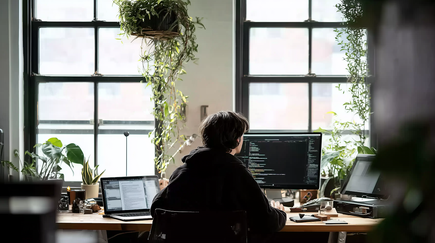 A sales professional efficiently navigating an AI-powered workspace, symbolizing the centralized and intelligent assistance Genspark AI provides.
