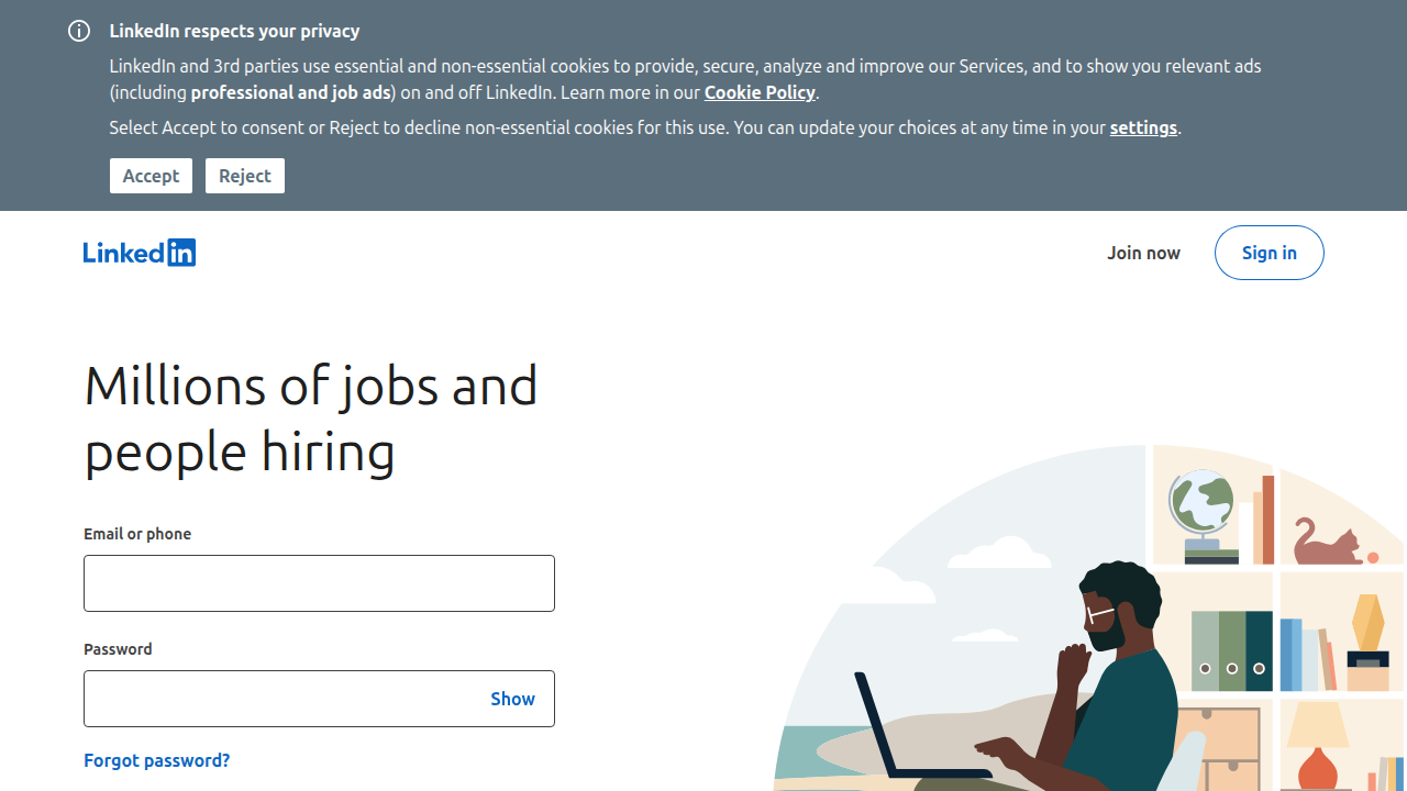 A view of the LinkedIn job search page, illustrating a traditional platform for finding sales opportunities.