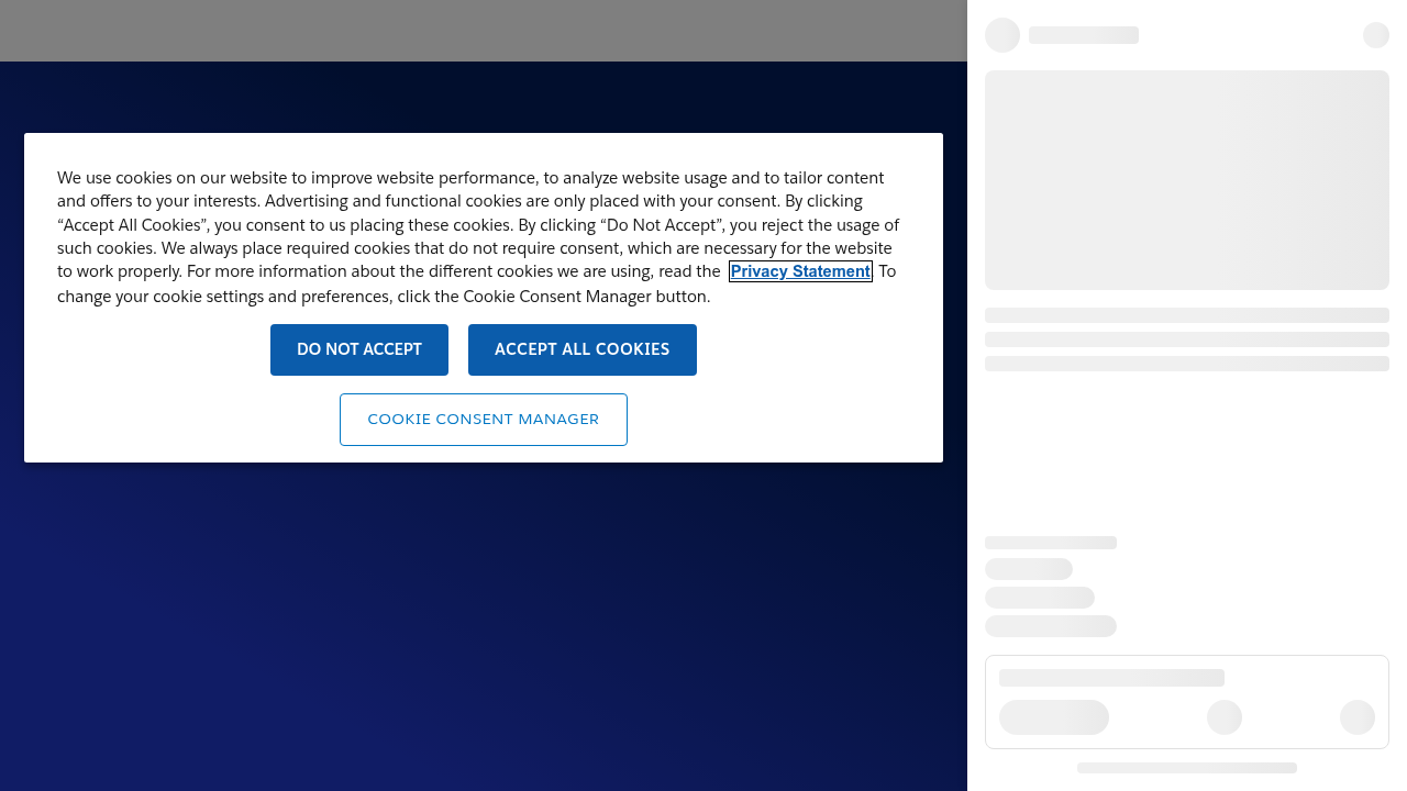 A screenshot of the Salesforce homepage, showcasing their CRM and cloud solutions for sales, customer service, and marketing.